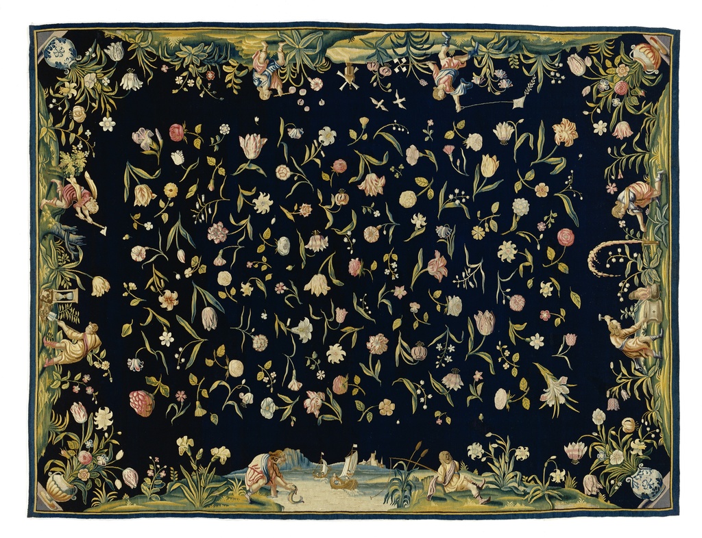 Table Carpet With The Four Elements And A Strewn Floral Pattern Picryl Public Domain Image