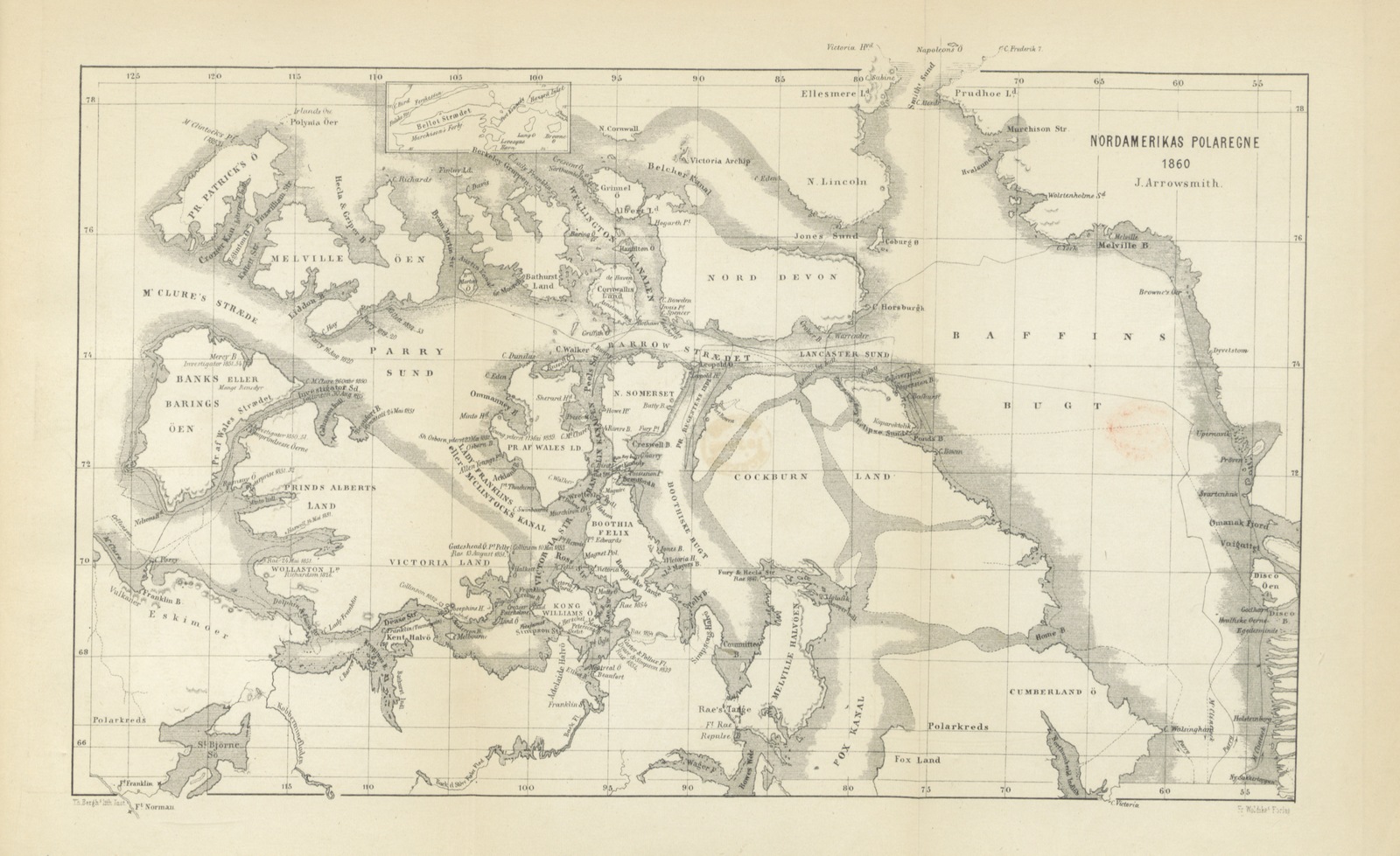 map from "Den sidste Franklin-Expedition med “Fox,” Capt. McClintock