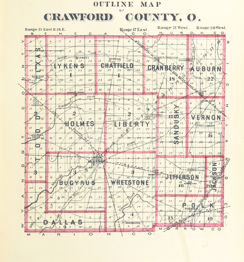 Crawford County Ohio Map Map From "History Of Crawford County And Ohio" - Picryl Public Domain Search