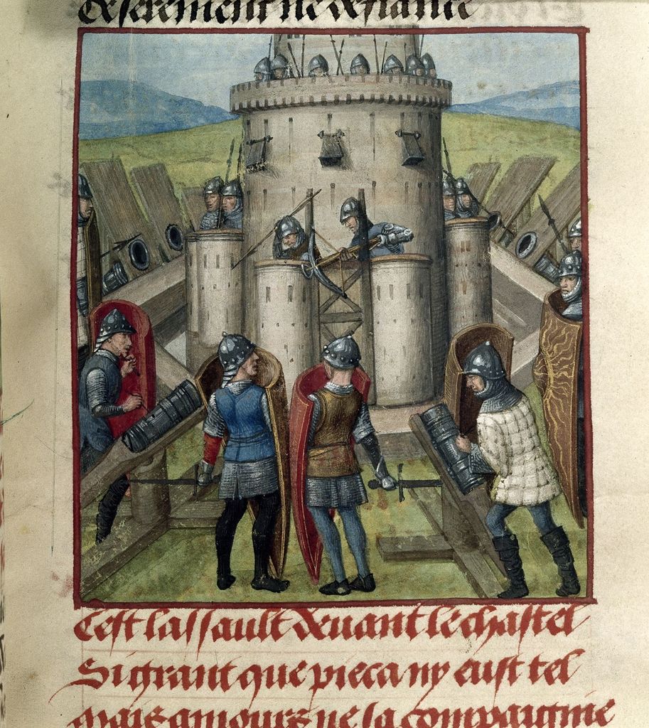 Штурм замка Средневековая миниатюра
