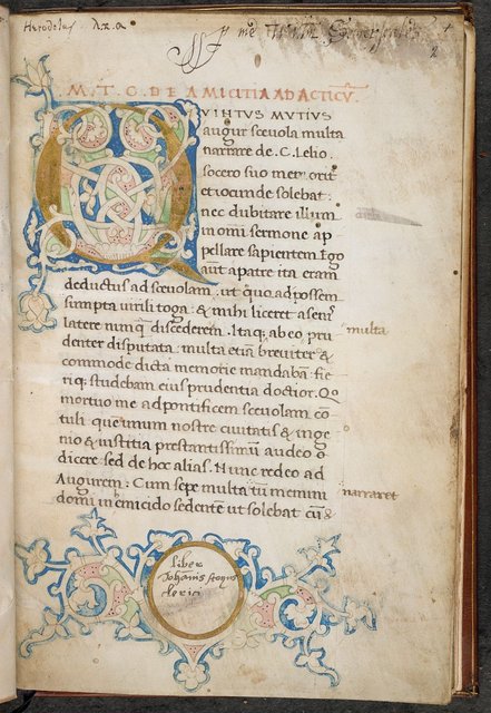 Flourished initial from BL Eg 2139, f. 26 - PICRYL Public Domain Image